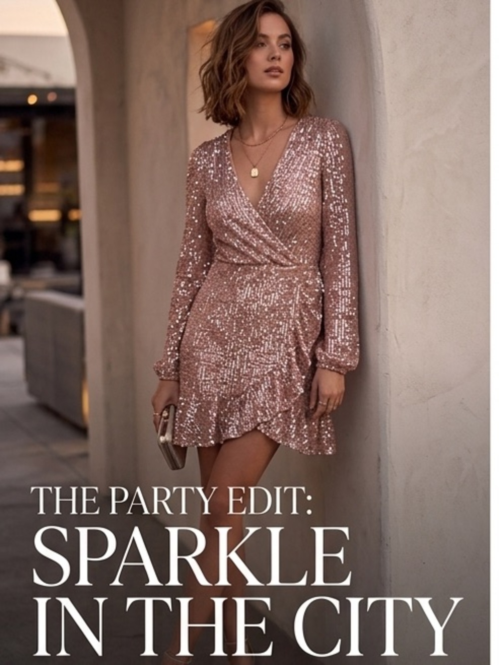 City Triangles Peach Sequin Dress – Size 11